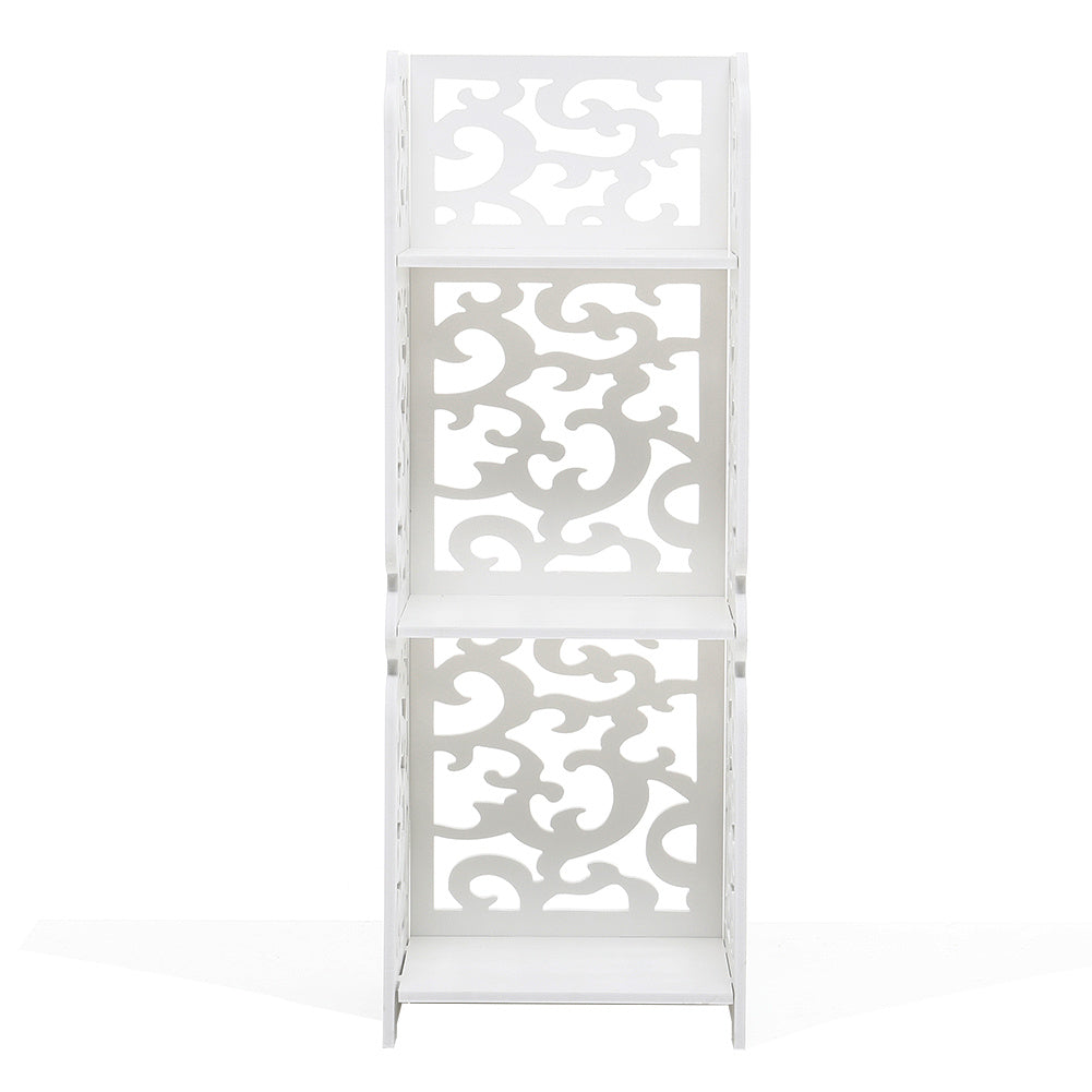 White Carved 3 Tier Storage Shelf Organiser