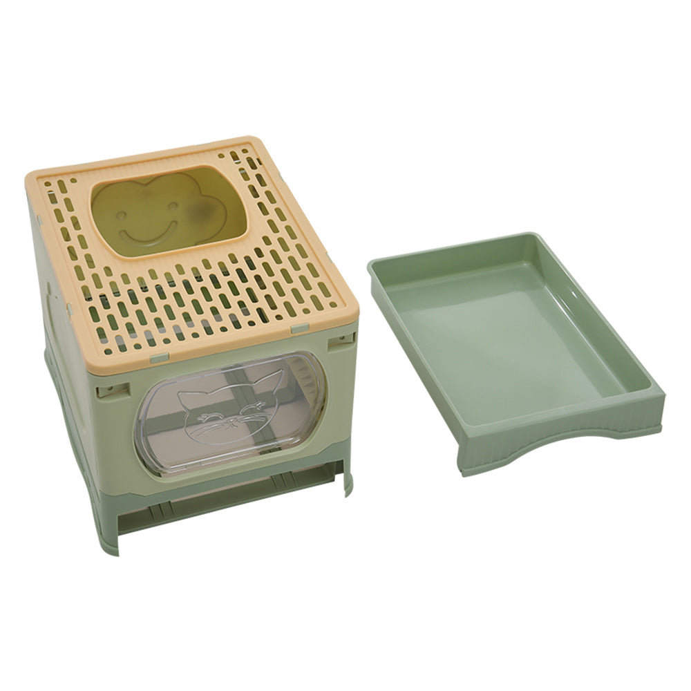 Liningandhome Foldable Cat Litter Box Top Entry Anti-Splashing Cat Toilet