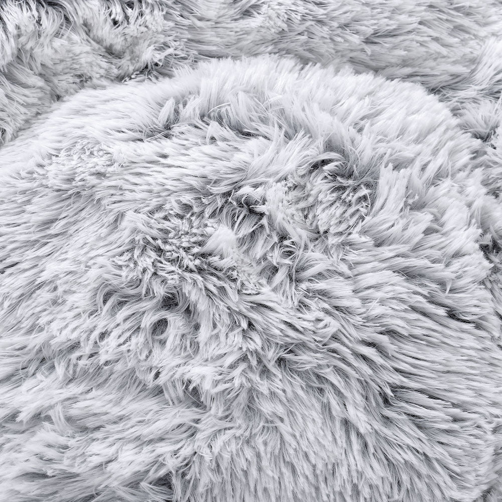 Grey White 70cm Round Donut Plush Dog Cuddler Bed