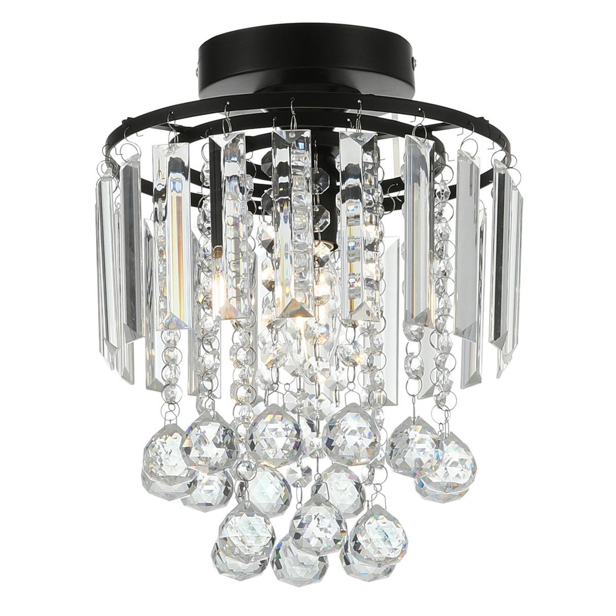 Black 23x26cm Bedroom Crystal LED Ceiling Light