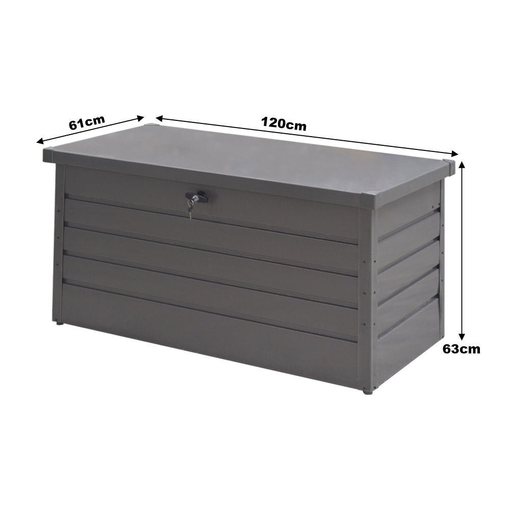 Grey 350L Metal Outdoor Garden Lockable Storage Box