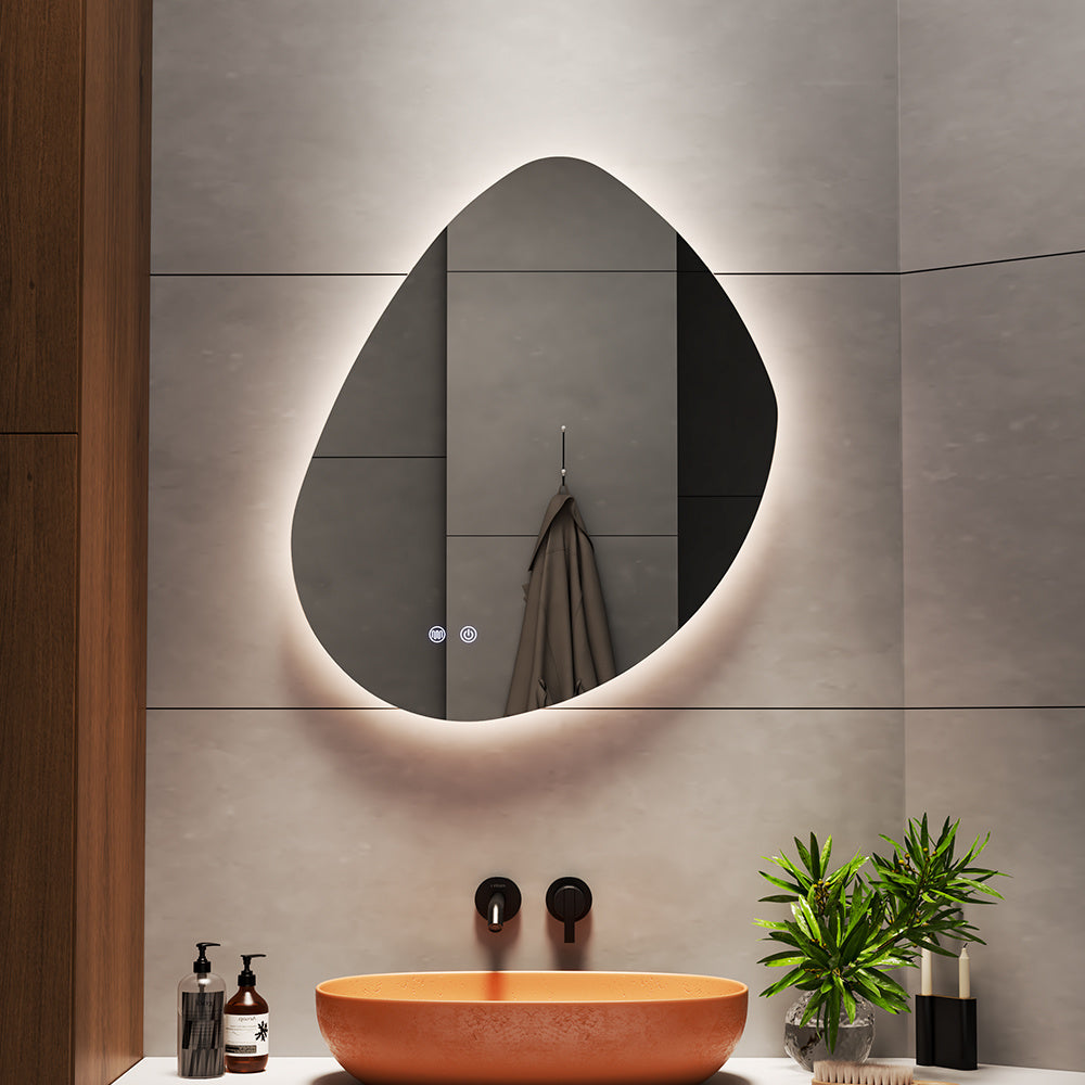 Modern Frameless Irregular LED Wall Mirror,70x60