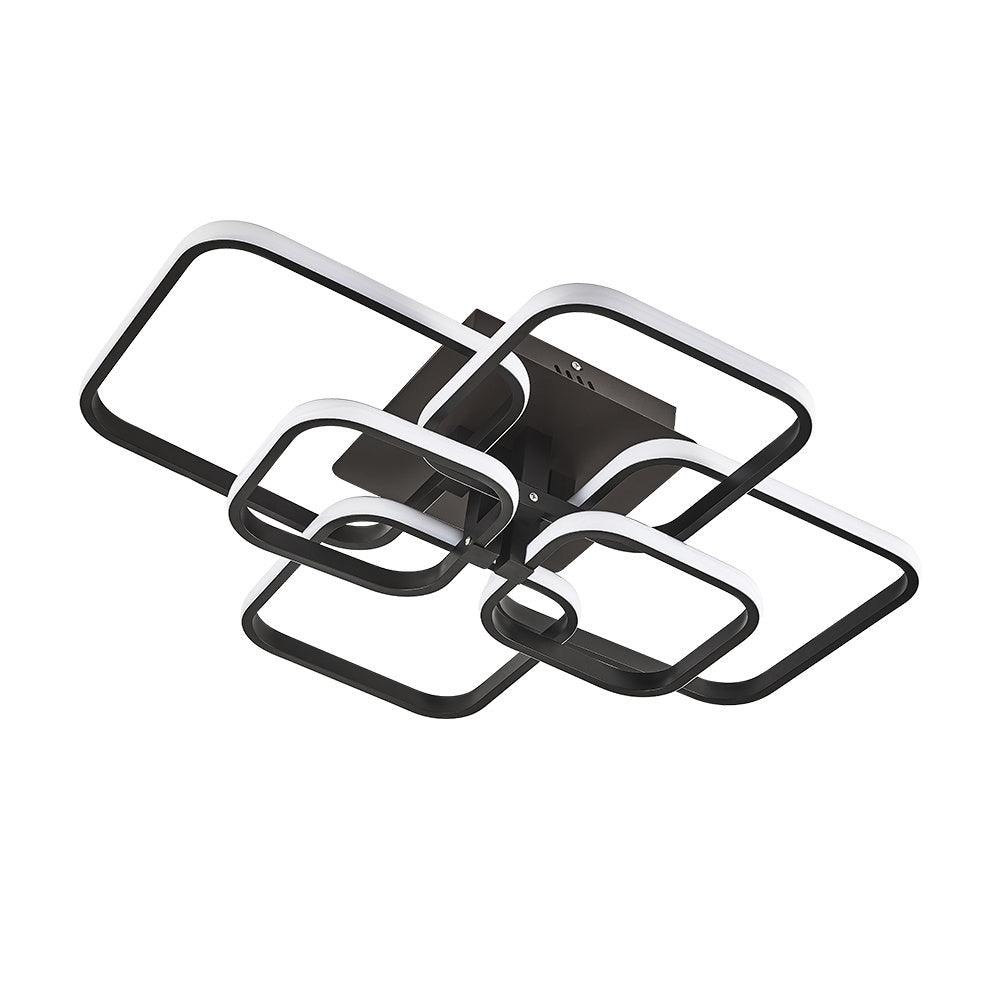 Modern Square LED Ceiling Light, Black Frame6 Head Cool White