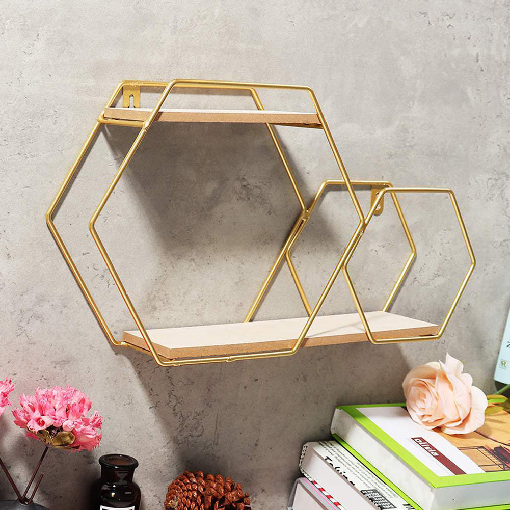 Hexagon Iron Wire Wall Mounted Storage Display Shelf