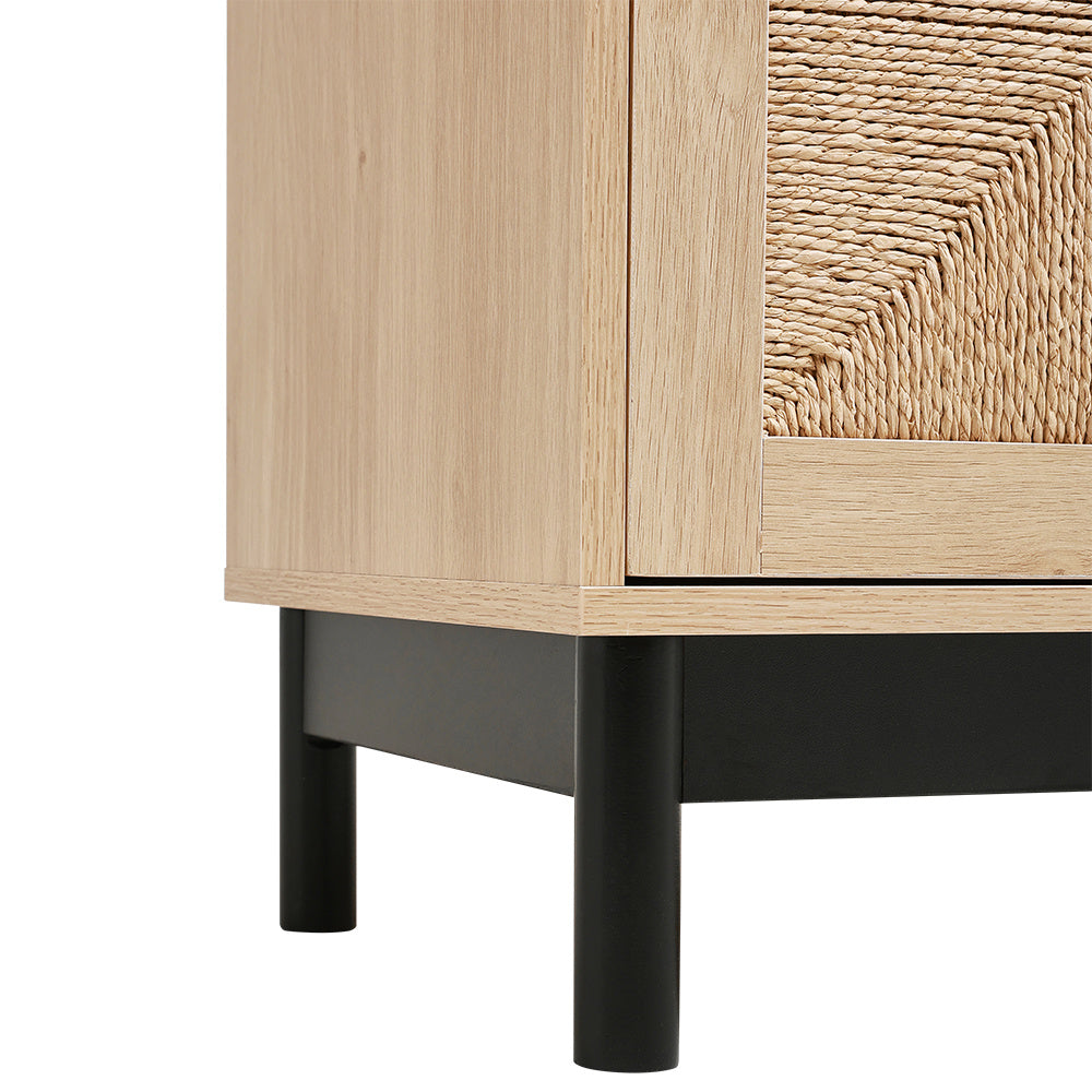 Rustic Wooden Sideboard with Woven Doors