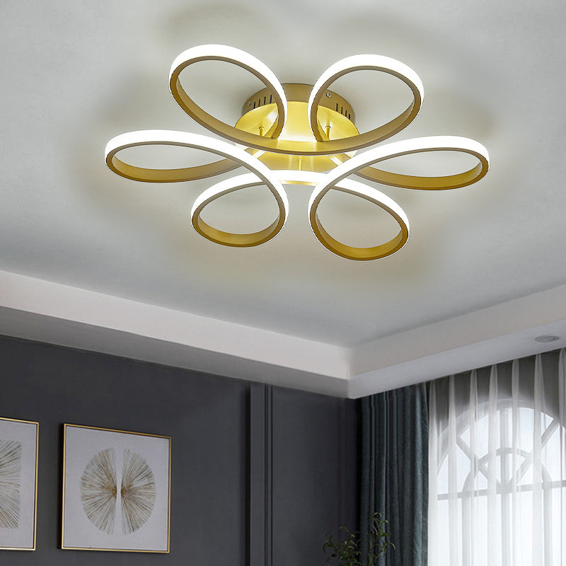 Modern Petal LED Ceiling Light, Gold 74CM Cool White