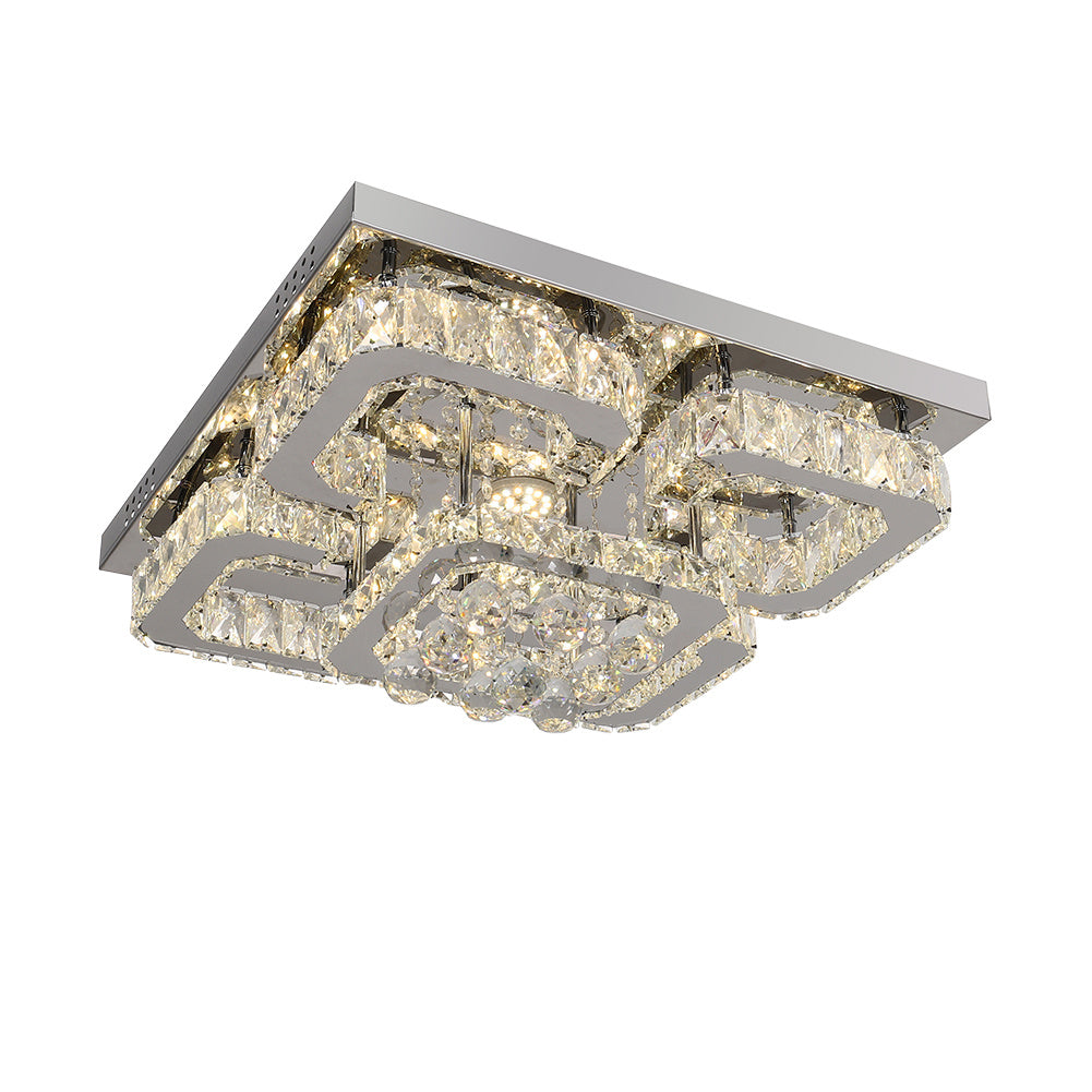 50CM Square LED Crystal Pendant Ceiling Light, Dimmable Light