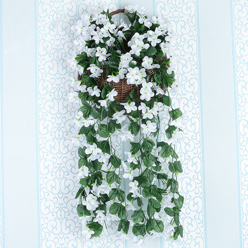 Wall Hanging Fake Flower Violet Window Balcony Decoration, White