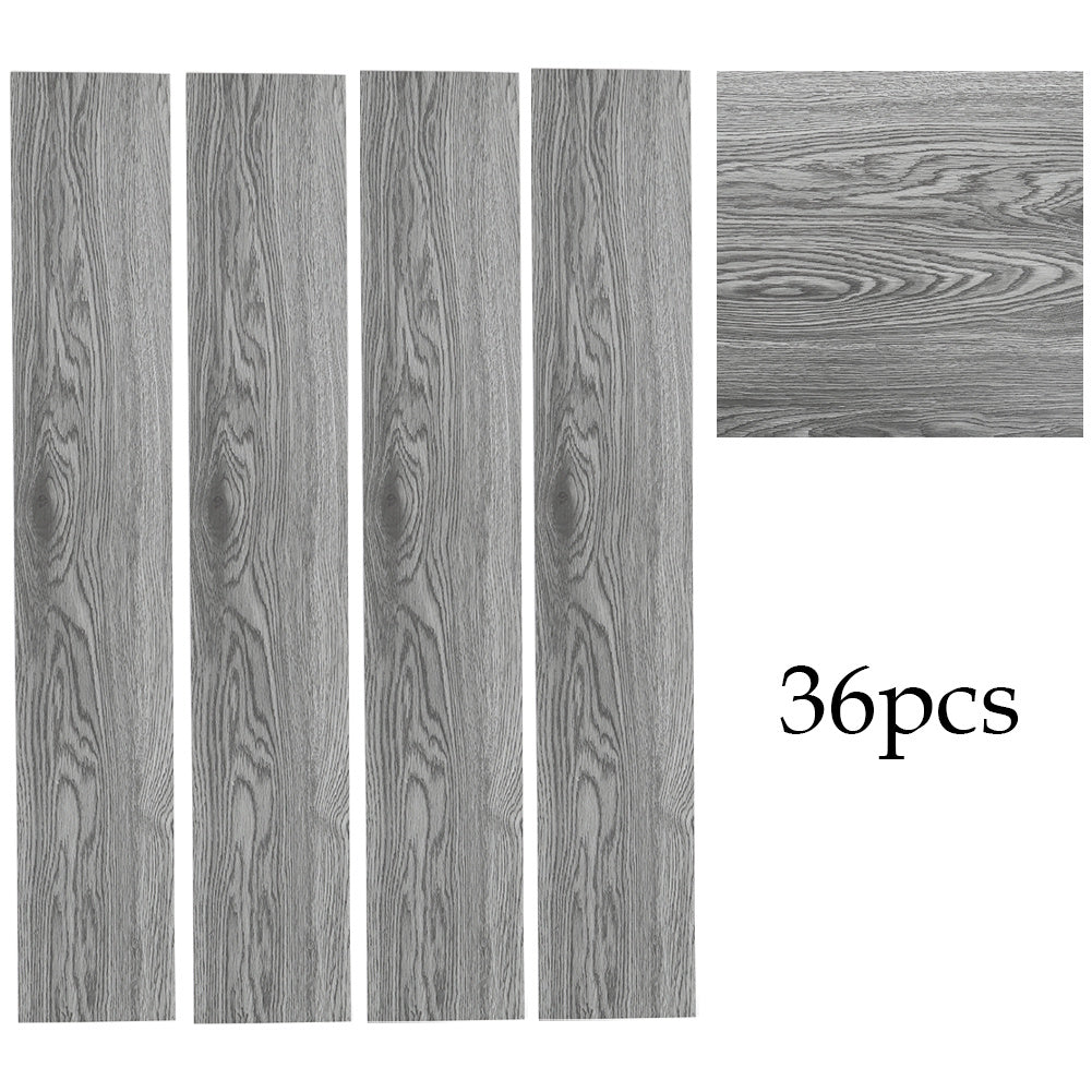 Set of 36 Planks PVC Self-stick Waterproof Floor Flooring Plank, Light Grey