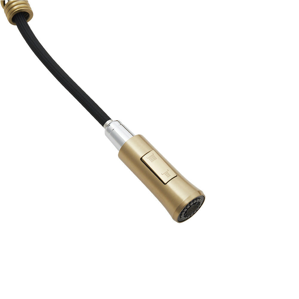 Brushed Gold Modern Single Lever Kitchen Pull Down Faucet