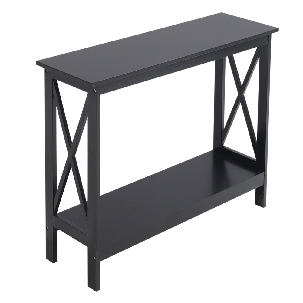 Wooden Console Table with Shelf, Black