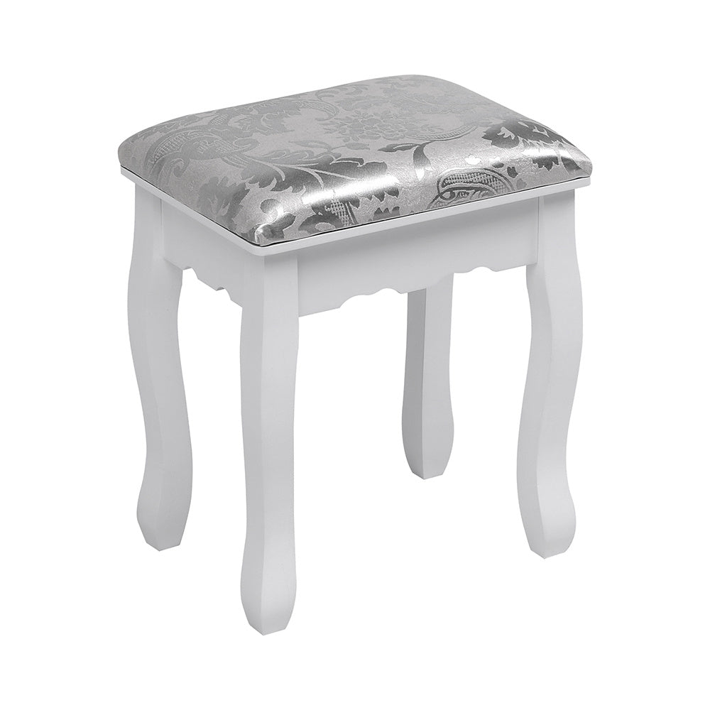 White Lighted Makeup Vanity Desk with Mirror and Stool