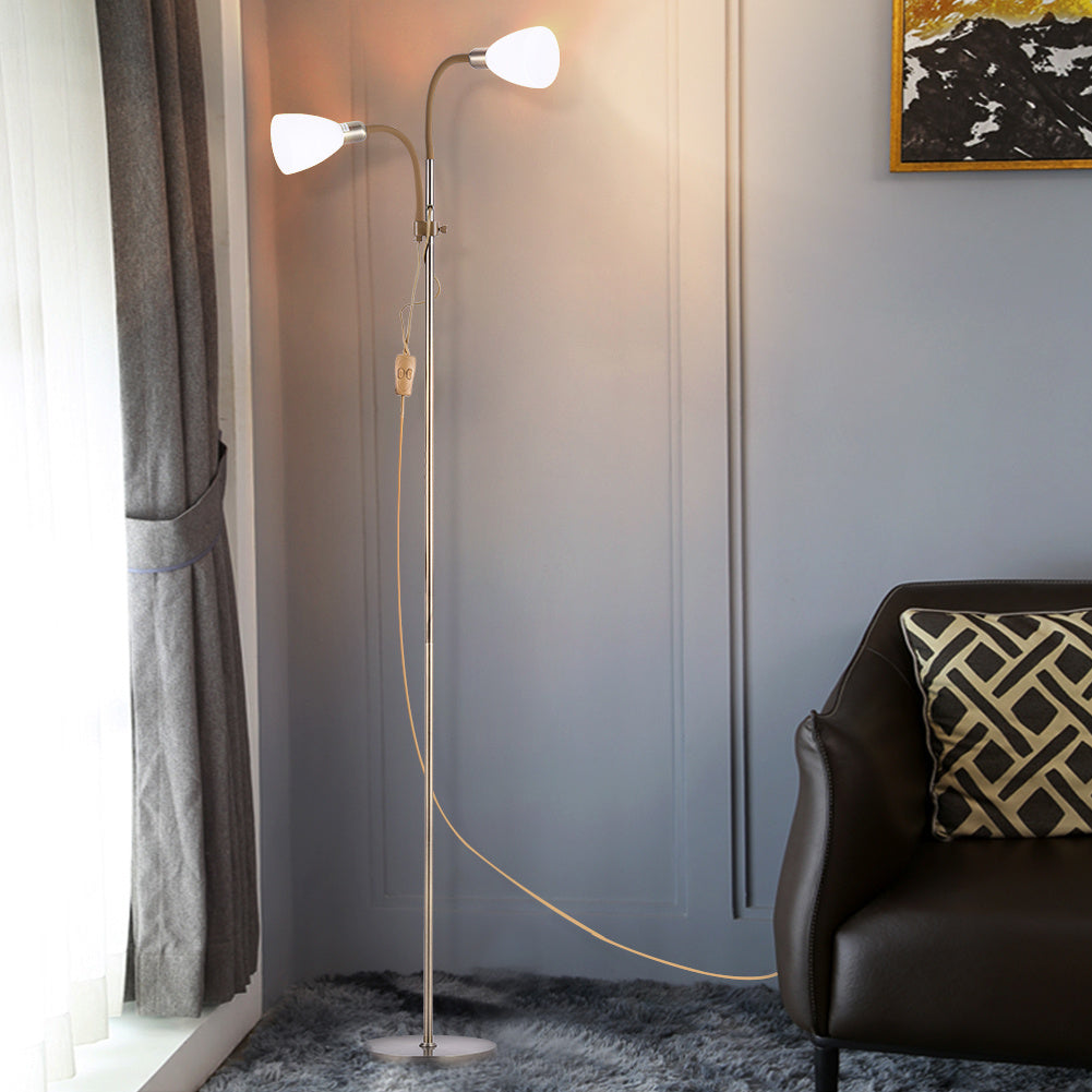 Adjustable Standing Double Headed Floor Lamp, Bronze