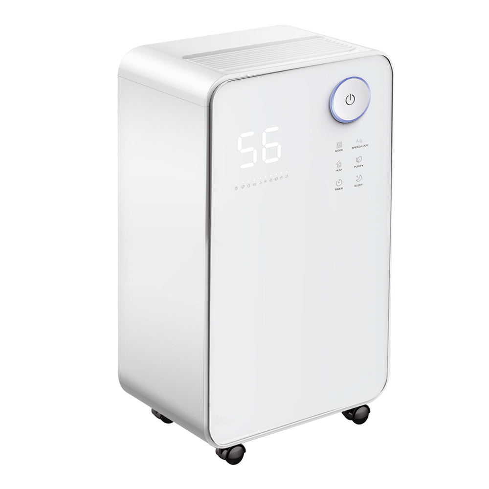 White 16L Low Noise Dehumidifier with Wheels and WiFi