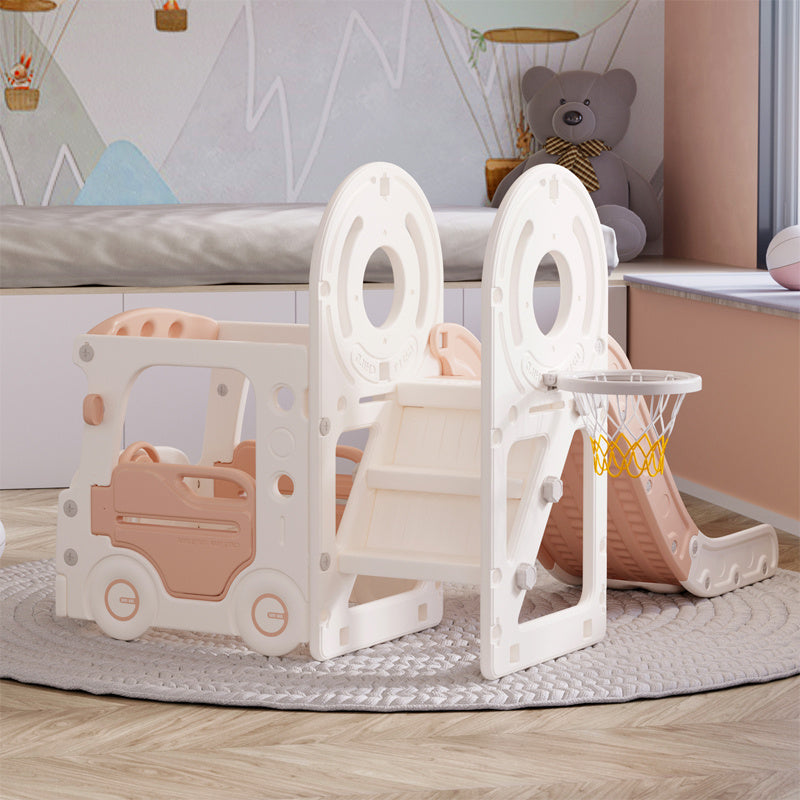Kids Toddler Slide Climber Playset with Basketball Hoop