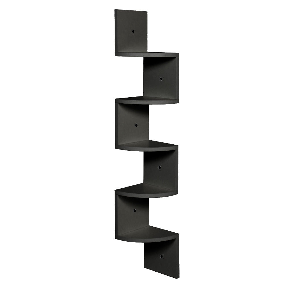 5 Tier Floating Wall Corner Shelves Display Storage Rack, Black