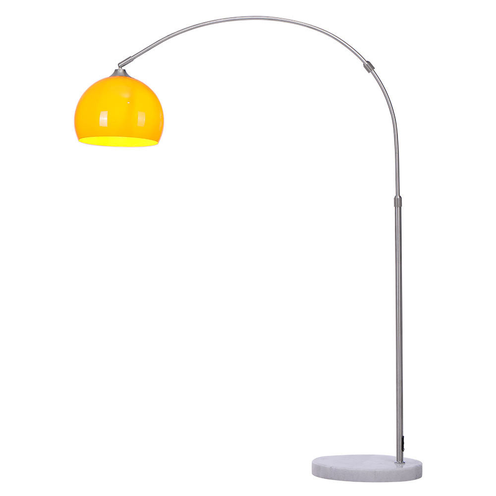 Arched Floor Lamp Tall Curved Design with Marble Base Orange Lampshade 130 to 180CM