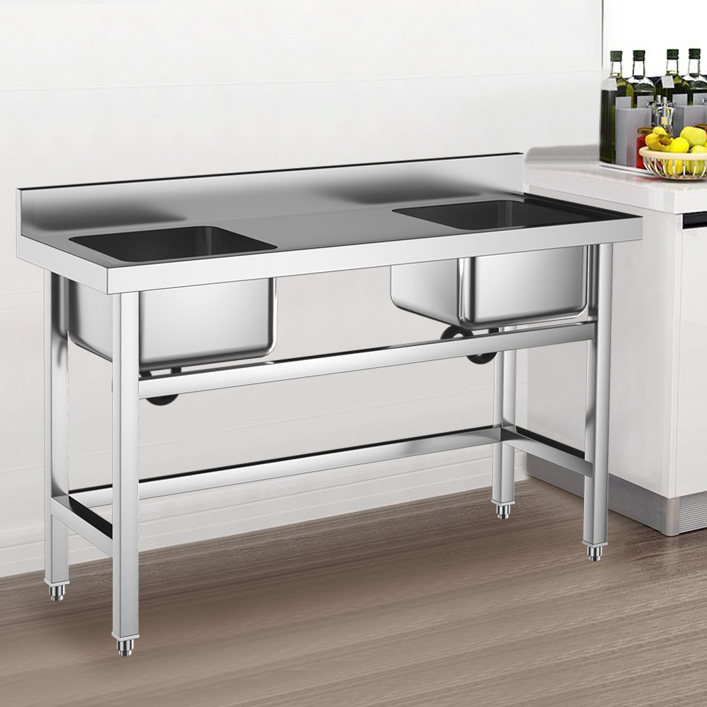 Stainless Steel Double Side Kitchen Sink with Middle Platform