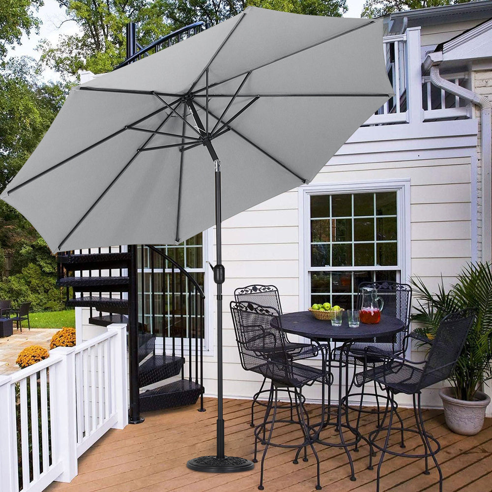 240 cm H 3M Outdoor Large Rotating Patio Parasol ,with Floral-Pattern Base