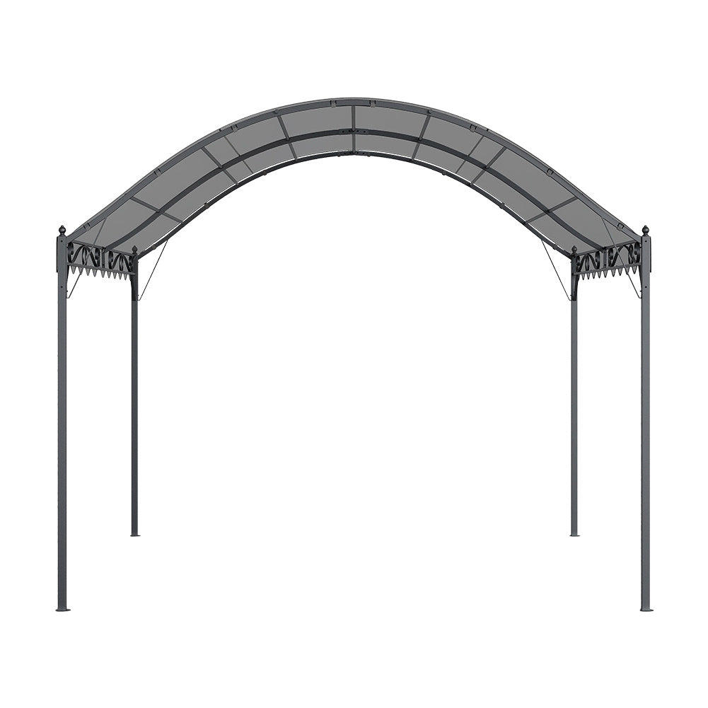 Outdoor Metal Arched Pergola with Shade,3x3x2.6m,Grey