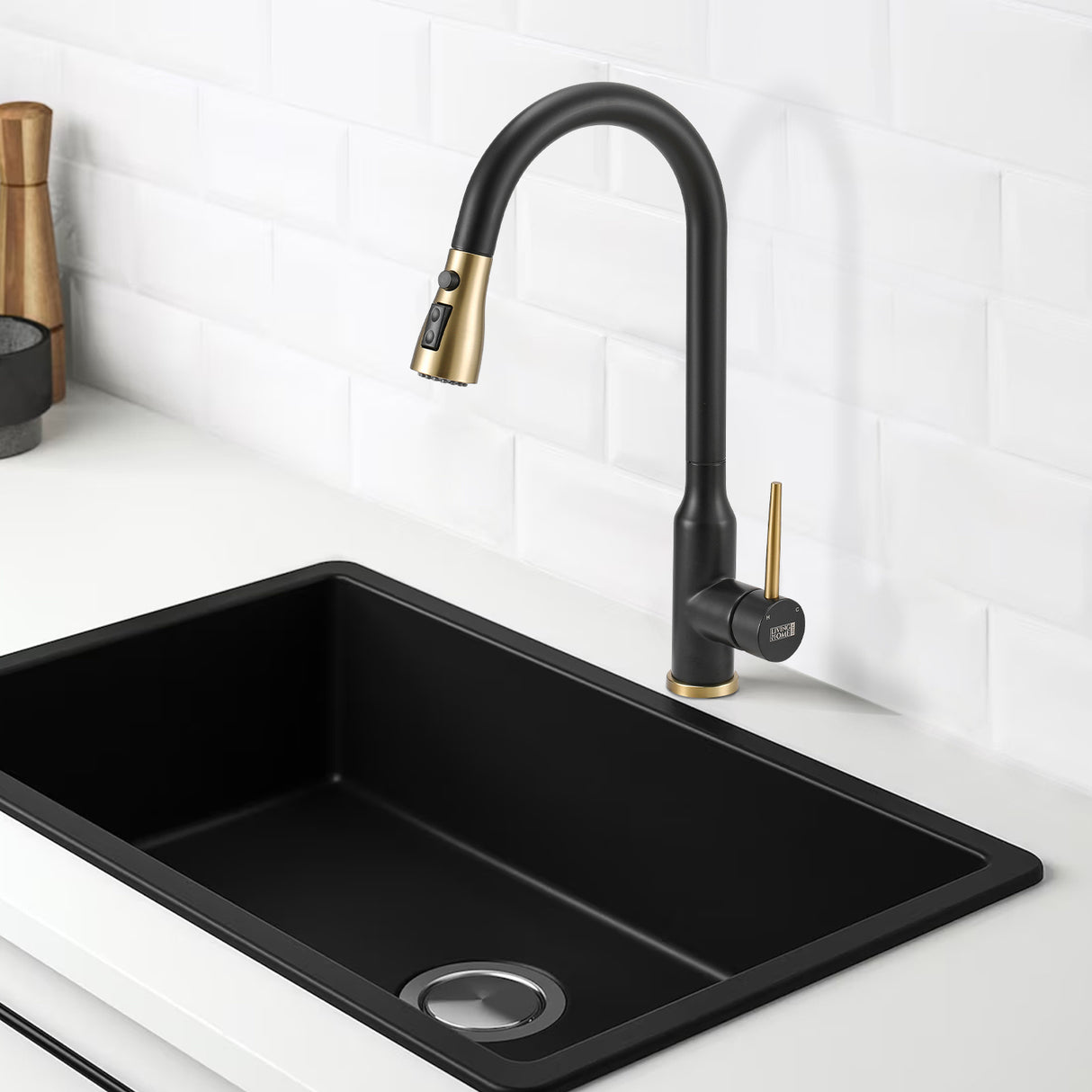 43cm Retractable Pull-down Kitchen Faucet,Black