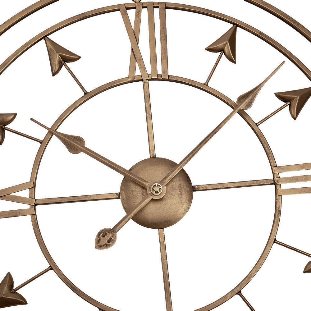 Vintage Gold Metal Roman Numerals Wall Clock