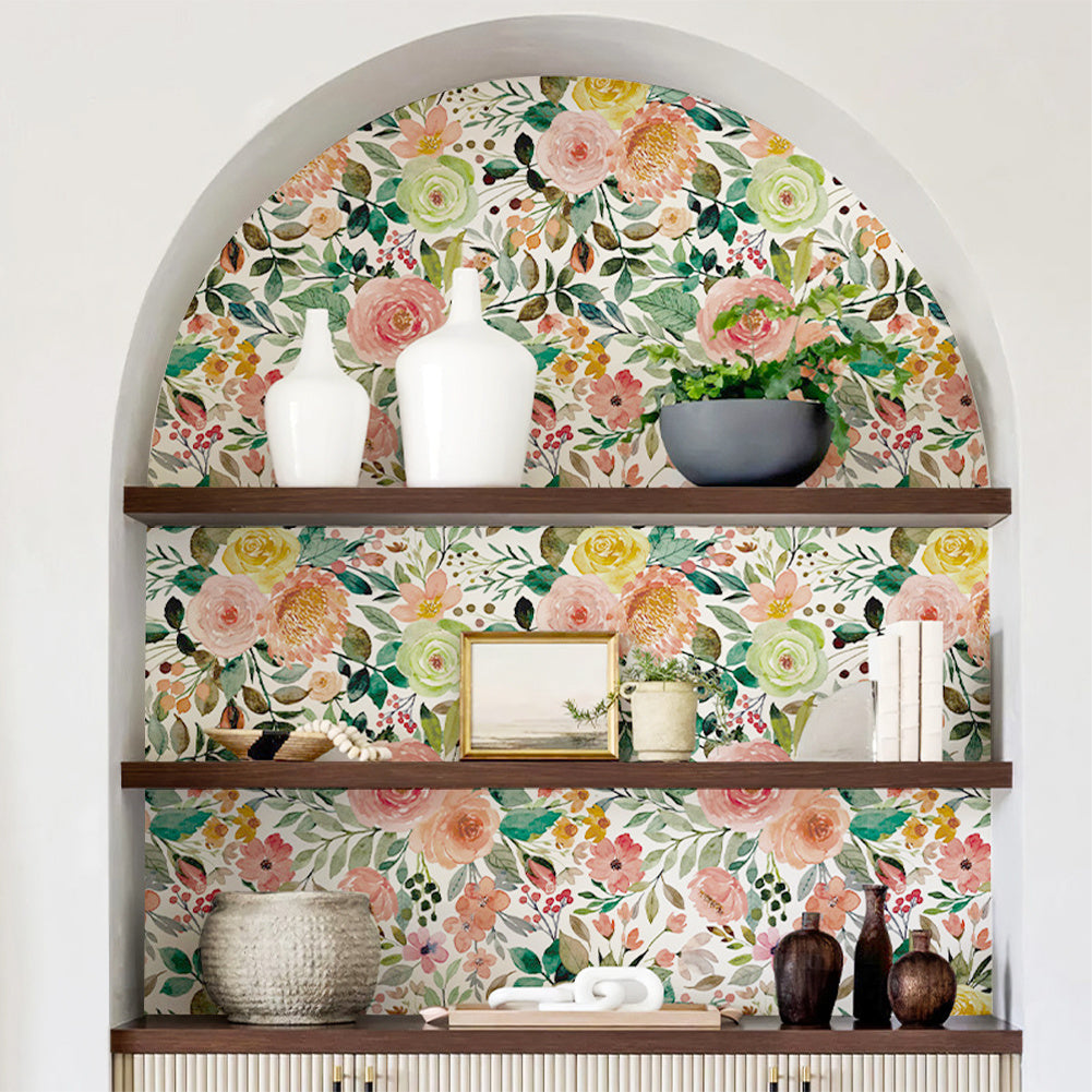 300cm L x 45cm W European Countryside Style Floral Wallpaper Roll Self Adhesive