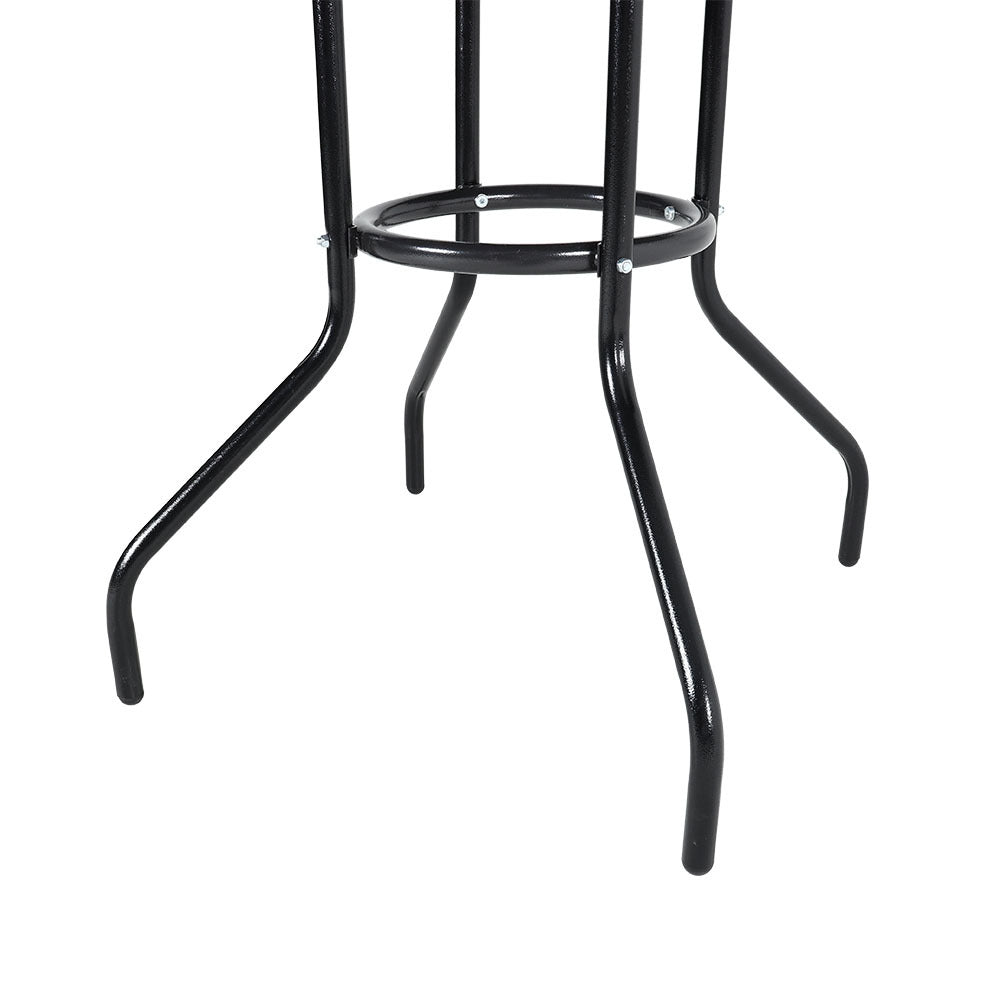 Set of 3 Garden Patio Glass Umbrella Round Table and Stackable Chairs Set