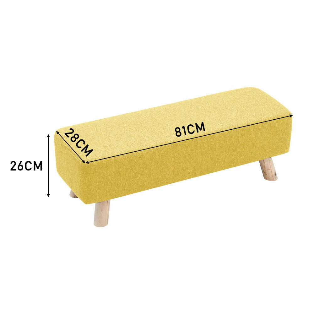 Yellow Rectangular Footrest with Solid Wooden Legs