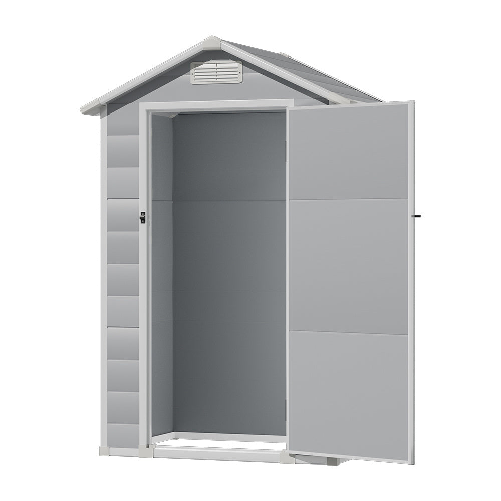 Grey Garden Plastic Storage Shed with Lockable Hinged Door
