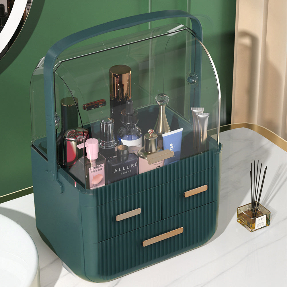 Makeup Cosmetics Storage Organizer with Handle and 3 Drawers