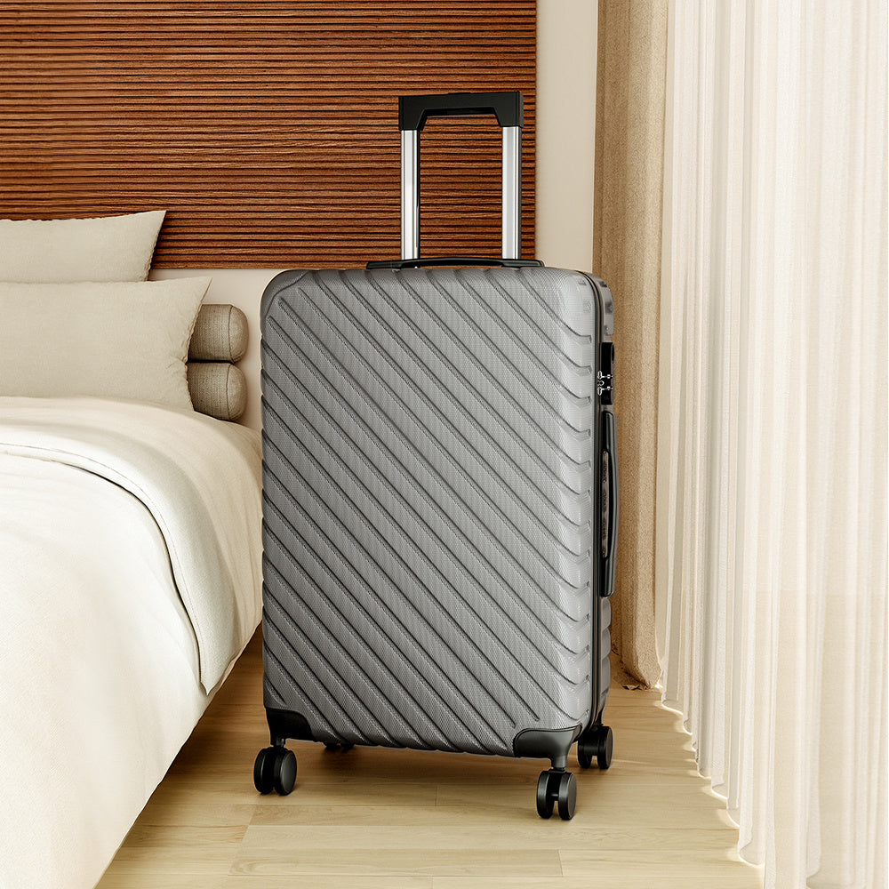 Silver 28 inch Lightweight Hardside Travel Suitcase with Wheels