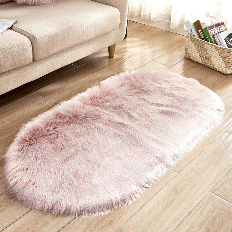 Pink Oval Soft Shaggy Carpet Faux Fluffy Rugs Fur Mat 120 cm x 60 cm