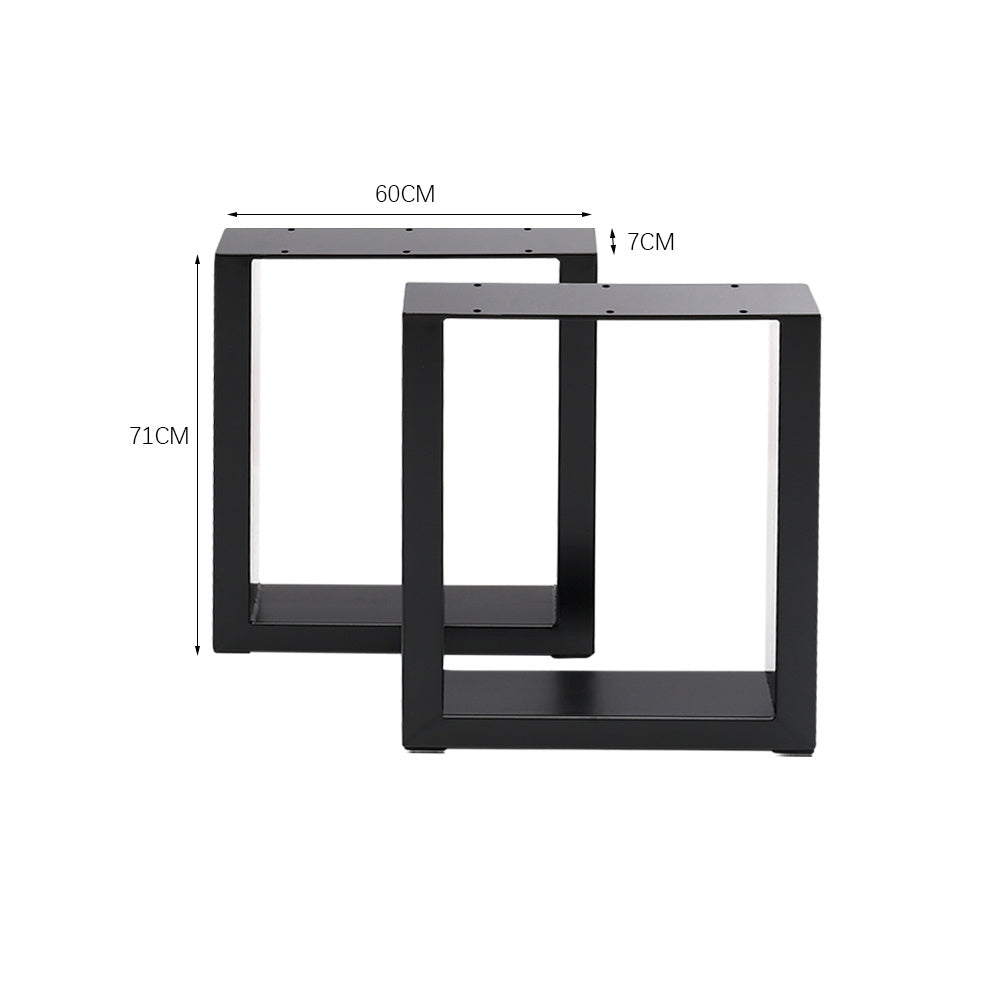 Set of 2 Metal Table or Bench Legs Frames Square Steel Base Stands 60x71CM