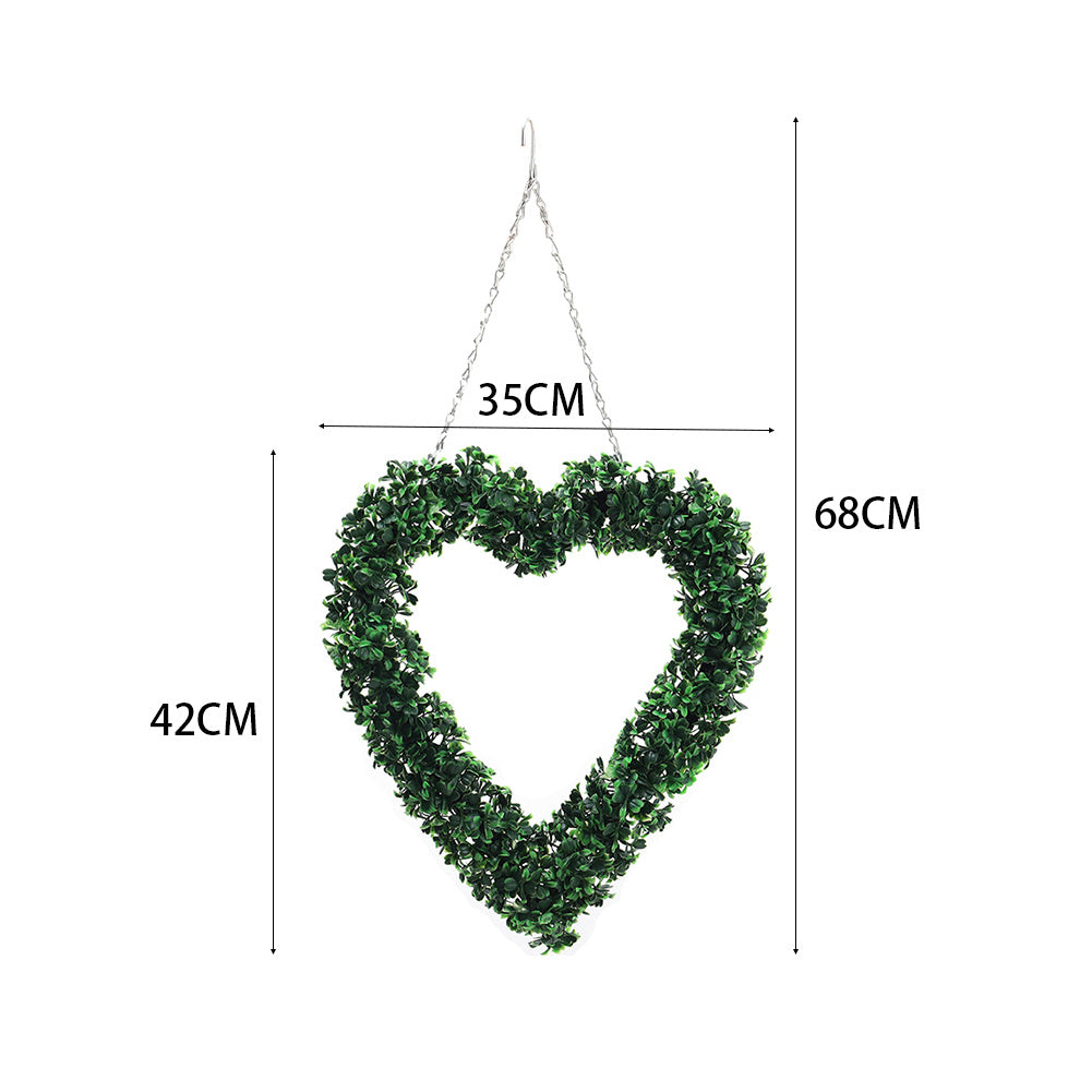 Green Artificial Topiary Boxwood Heart Design Wreath Garden Ornament
