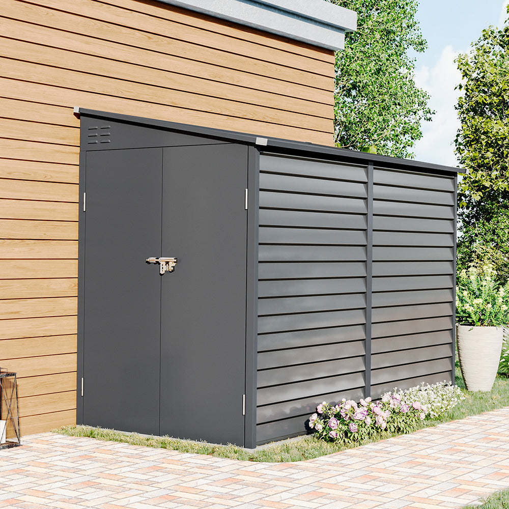 Light Grey Outdoor Steel Motorcycle Storage Shed