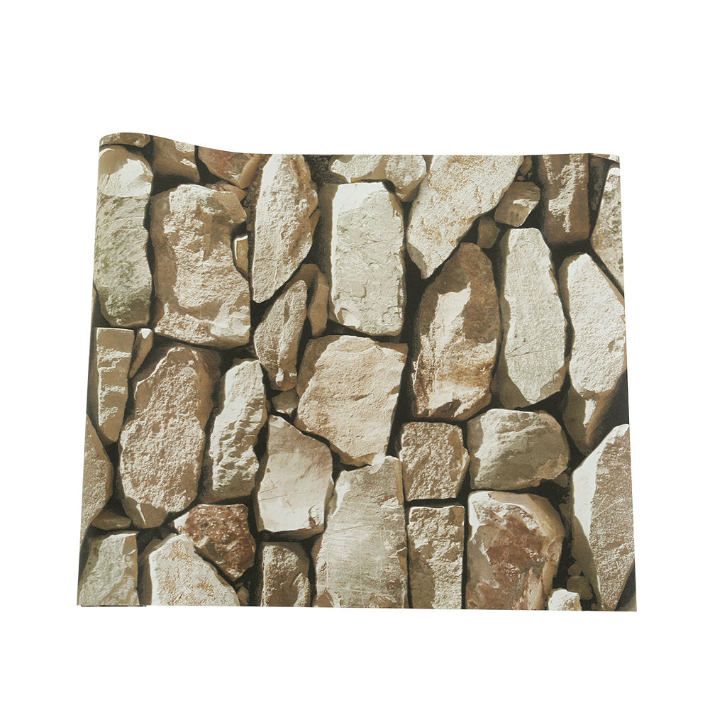 Rustic Stone Brick Textured Wallpaper