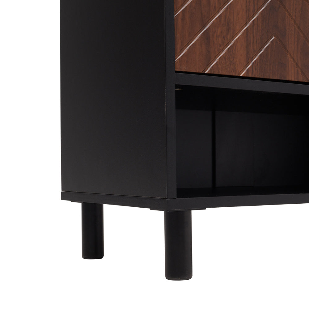 Brown 6 Tier Black Shoe Cabinet with Doors