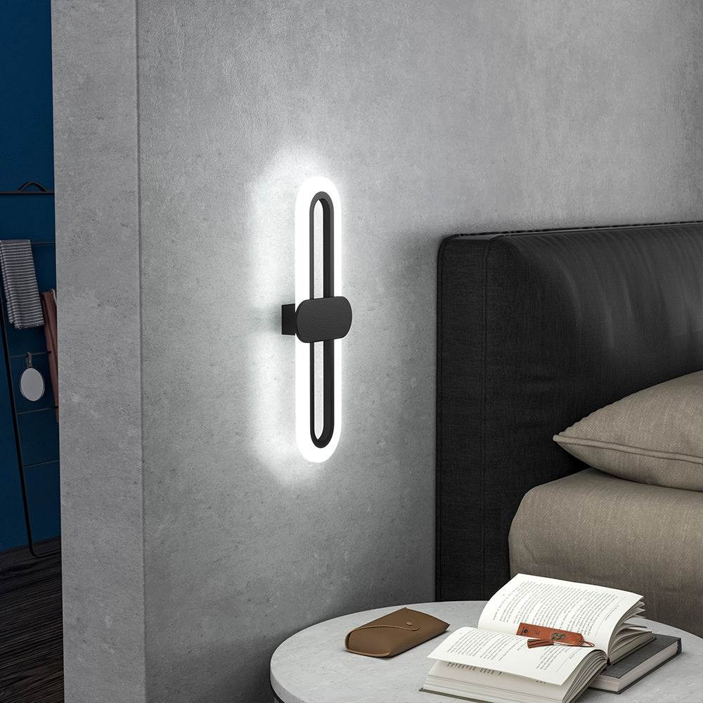 40CM Modern Oval LED Wall Light with Acrylic Shade, White Light
