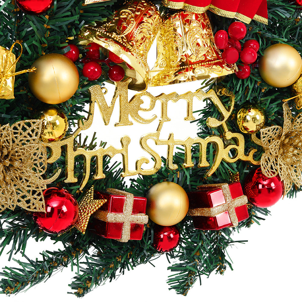 30cm Christmas Artificial Wreath with Xmas Bells Bow Knots