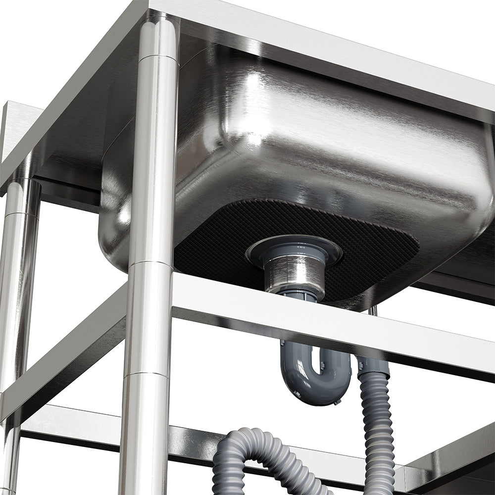 Silver 100cm W Stainless Steel Compartment Sink with Shelves