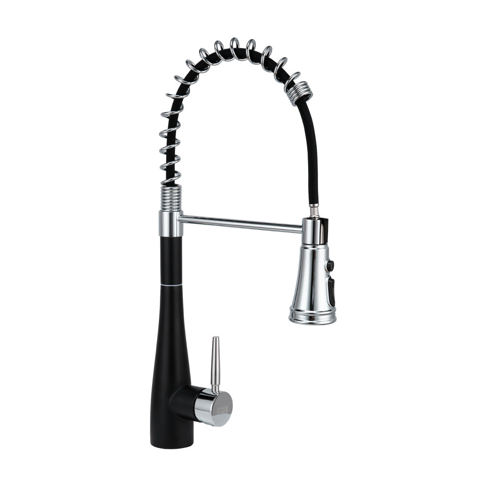 Prerinse Pull Down Swivel Kitchen Faucet,Black and Chrome