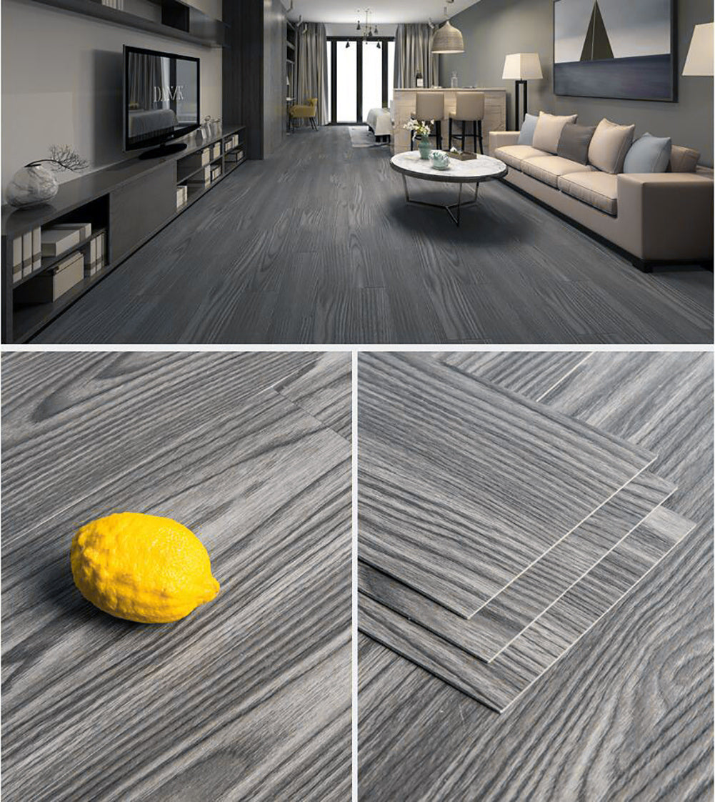 Set of 36 Planks PVC Self-stick Waterproof Floor Flooring Plank, Light Grey