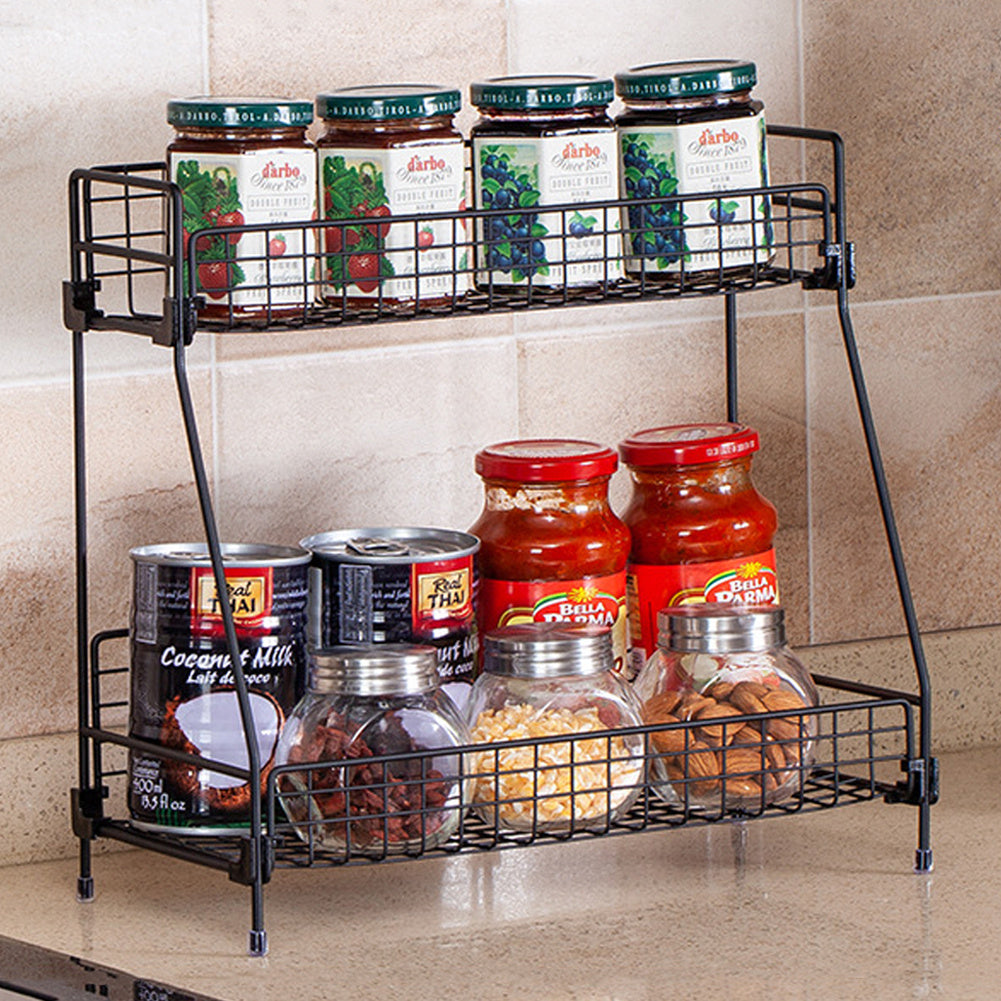 2 Tier Iron Wire Countertop Storage Shelf for Bathroom