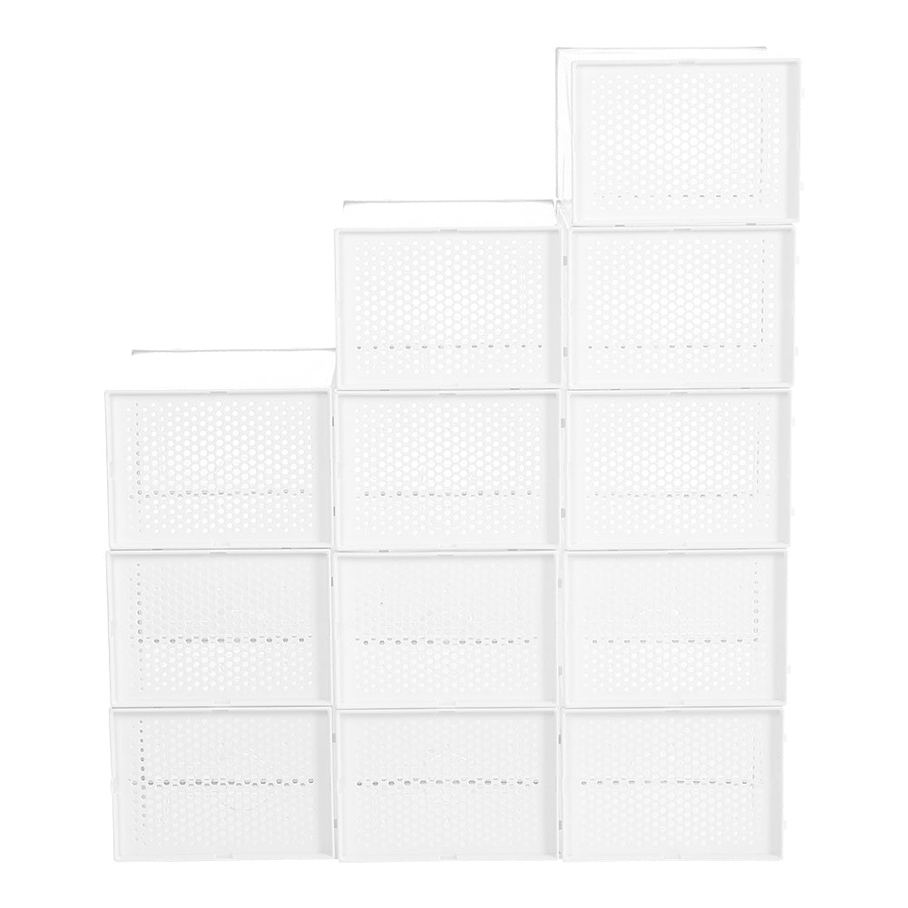 White 33.5cm 12pcs Clear Plastic Shoe Storage Boxes