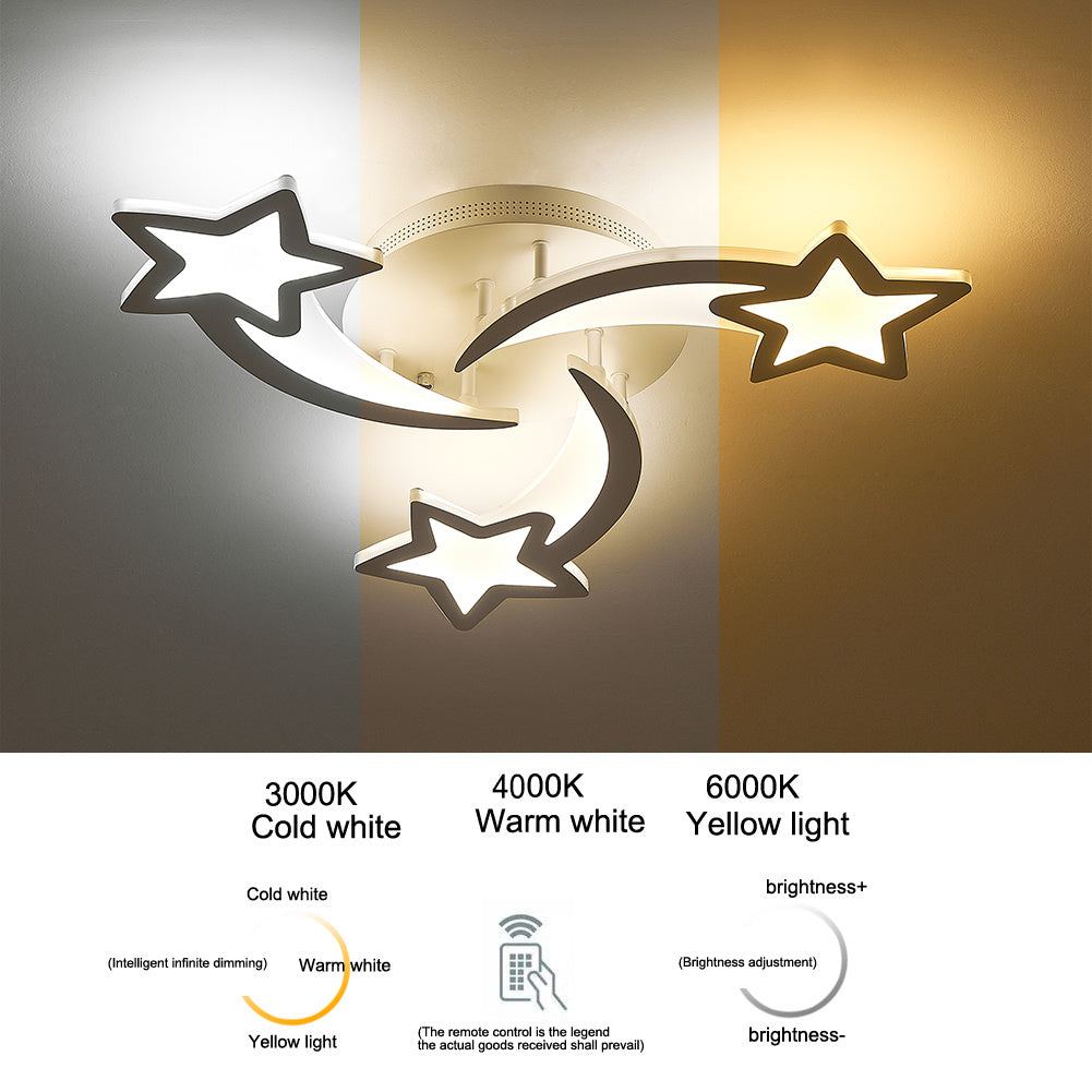 Modern Star LED Ceiling Light 3 Head Dimmable