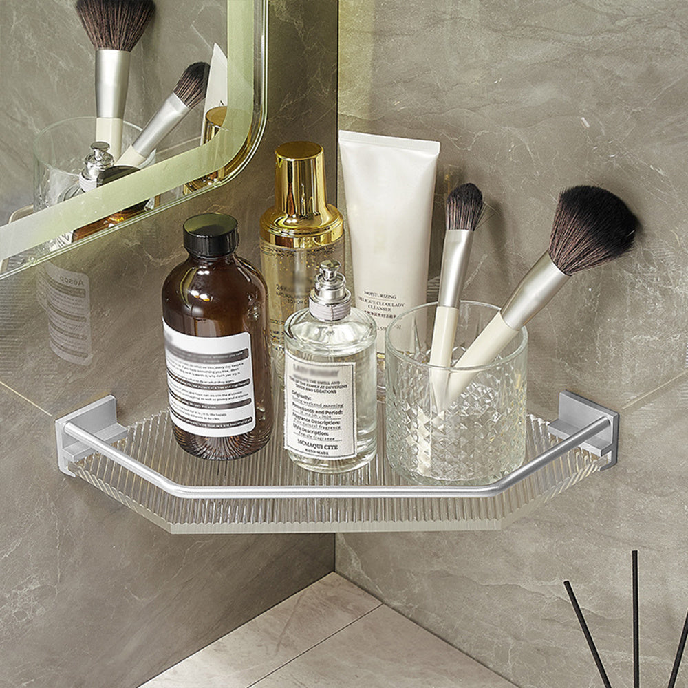 Silver Acrylic Bathroom Corner Shelf Shower Organiser