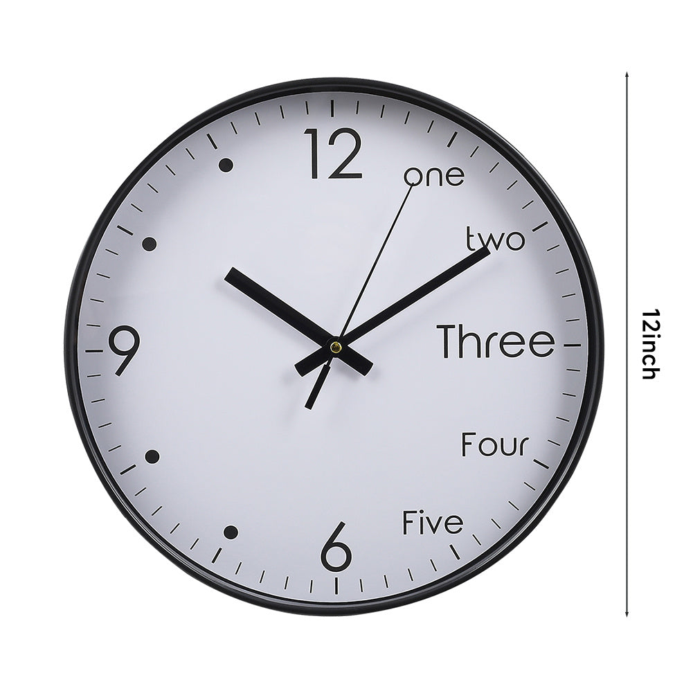 12 Inch Silent Wall Clock with Arabic English Numerals