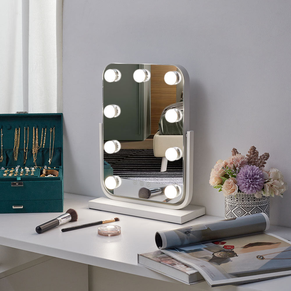Black Rectangle Hollywood Vanity Mirror with Dimmable LED Lights