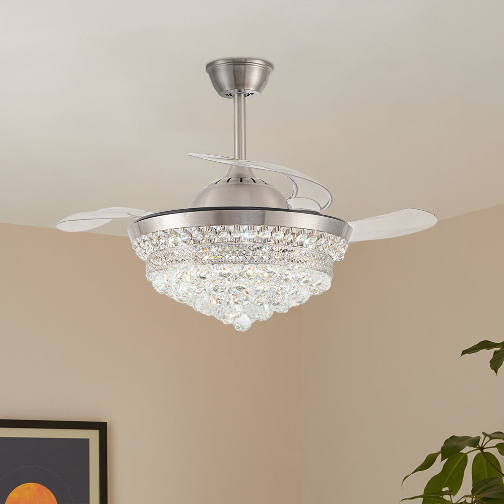 Crystal LED Ceiling Fan with 3 Color Lights